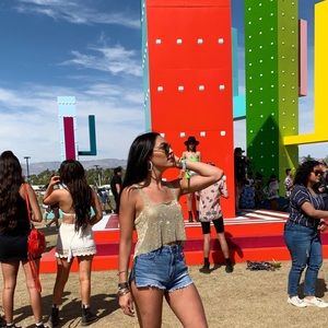Shimmer gold jewel crop top